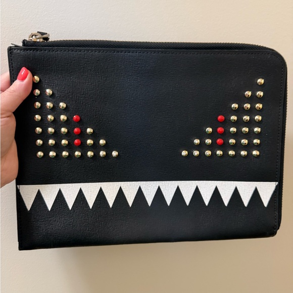 Fendi Handbags - Fendi Monster Studded Clutch with Red and White Accents